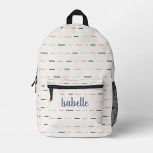 Sac À Dos Imprimé Joli rose Bleu Rayures Nom du monogramme