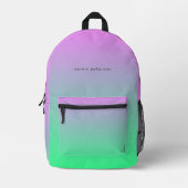 Sac À Dos Imprimé Joli rose vert dégradé Monogramme (Recto)