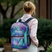 Sac À Dos Imprimé Joli turquoise violet faux parties scintillant mon