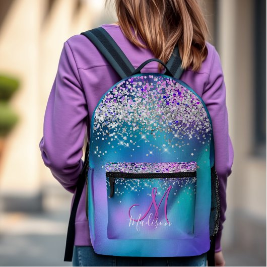 Sac À Dos Imprimé Joli turquoise violet faux parties scintillant mon