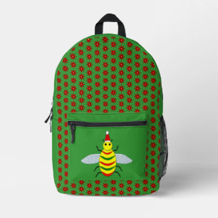 Sac À Dos Imprimé Jolie abeille de Noël et fleurs de Poinsettia