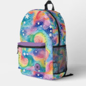 Sac À Dos Imprimé Jolie aquarelle Rainbow Galaxy Monogramme