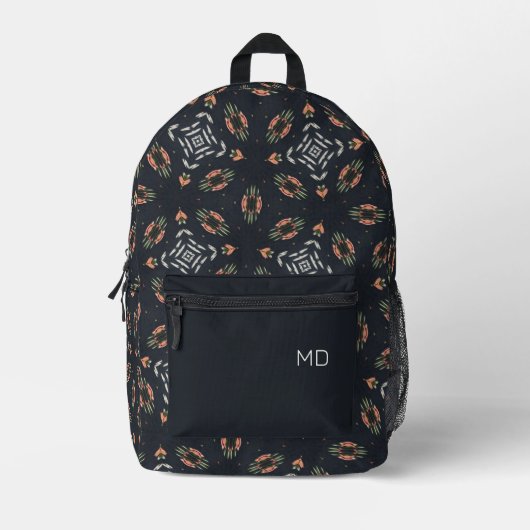 Sac À Dos Imprimé Jolie fille Mandala Motif Monogrammes Initiales (Recto)