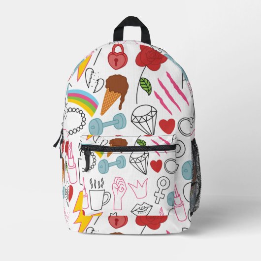 Sac À Dos Imprimé Jolie fille Whimsical Power Doodle Retro (Recto)