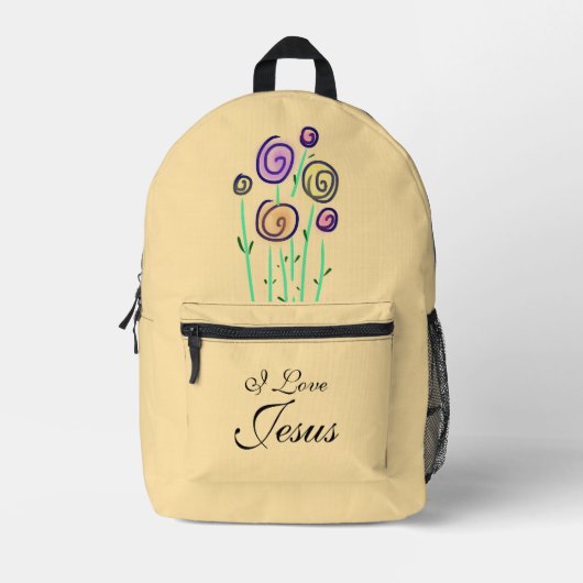 Sac À Dos Imprimé Jolie Lollipop Floral I Love Jesus Jaune (Recto)