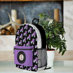 Sac À Dos Imprimé Jolie musique rétro de roller-skating   Monogramme