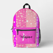 Sac À Dos Imprimé Jolies Couleurs Rose Clair - Monogramme de Nom Est (Recto)