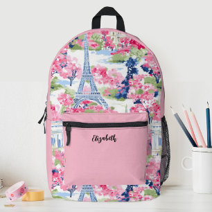 Sac À Dos Imprimé Jolies filles roses Tour Eiffel Floral