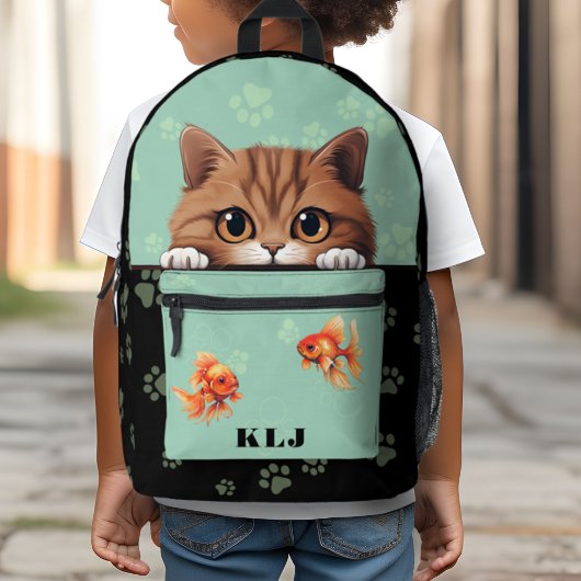 Sac À Dos Imprimé Jolies Initiales Monogramme Enfants Chat