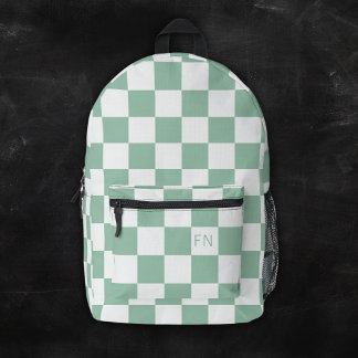 Sac À Dos Imprimé Jolies Initiales Monogrammées & Damier Vert