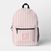 Sac À Dos Imprimé Jolies rayures rose pâle et monogramme initial (Recto)