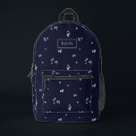 Sac À Dos Imprimé Jouer marine et motif de fleurs bleues avec le nom<br><div class="desc">Jouer marine et motif de fleurs bleues avec le nom</div>