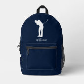 Sac À Dos Imprimé Joueur de golf Script Monogramme bleu marine (Recto)