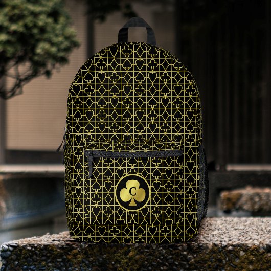 Sac À Dos Imprimé Joueur de poker Monogram Club Black Gold Card