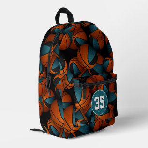 Sac À Dos Imprimé Joueurs de basket-ball couleurs d'équipe sarcelle 