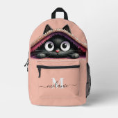 Sac À Dos Imprimé Jovely Cute Kitten Custom Monogramme Nom du script (Recto)