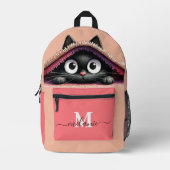 Sac À Dos Imprimé Jovely Cute Kitten Custom Monogramme Nom du script (Recto)