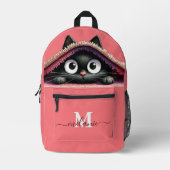 Sac À Dos Imprimé Jovely Cute Kitten Custom Monogramme Nom du script (Recto)