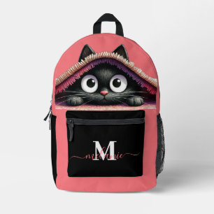 Sac À Dos Imprimé Jovely Cute Kitten Custom Monogramme Nom du script
