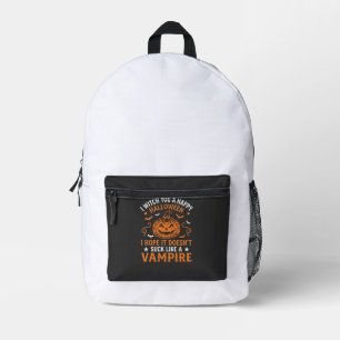 Sac À Dos Imprimé Joyeux Halloween Vampire Citrouille Sorcière Chape