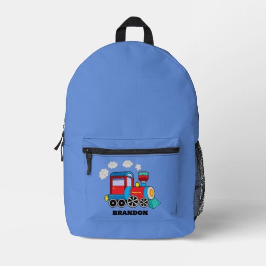 Sac À Dos Imprimé Kids Train Boys Blue Custom Name (Recto)
