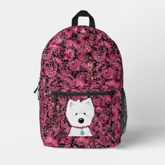 Sac À Dos Imprimé KiniArt Fluffy Westie Impressions florales (Recto)