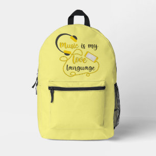 Sac À Dos Imprimé La musique est ma langue d'amour phrase romantique
