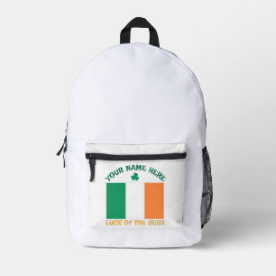 Sac À Dos Imprimé La Saint-Patrick Drapeau Irlande Nom Personnalisé 