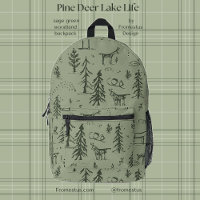 La vie du lac Pine Deer - motif boisé vert sauge.