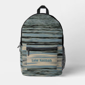 Sac À Dos Imprimé Lac Eau Bleu Beige Noir Grandes Vagues (Recto)