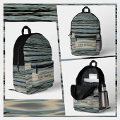 Sac À Dos Imprimé Lac Eau Bleu Beige Noir Grandes Vagues