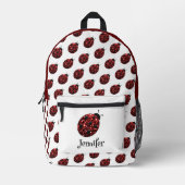 Sac À Dos Imprimé Ladybug scintille rouge motif blanc nom personnali (Recto)