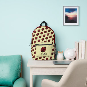 Sac À Dos Imprimé Ladybug scintille rouge motif jaune nom personnali