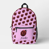 Sac À Dos Imprimé Ladybug scintille rouge motif rose nom personnalis (Recto)