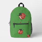 Sac À Dos Imprimé Ladybug sur vert (Recto)