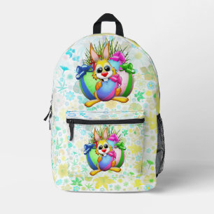 Sac À Dos Imprimé Lapin drôle mordant un œuf de Pâques