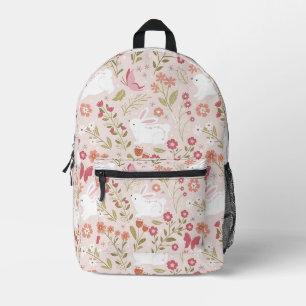 Sac À Dos Imprimé Lapin et botaniques doux de style Cottagecore