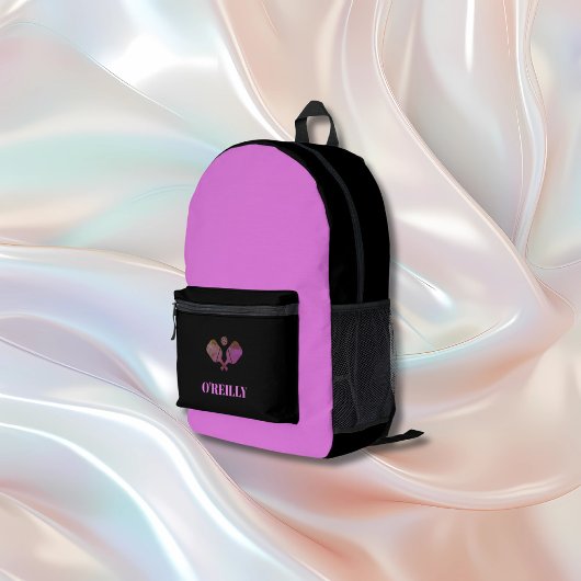 Sac À Dos Imprimé Lavande et noir Monogramme moderne Pickleball