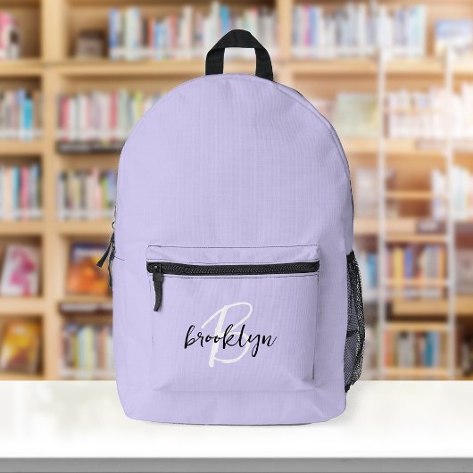 Sac À Dos Imprimé Lavande tendance noir blanc monogramme de script