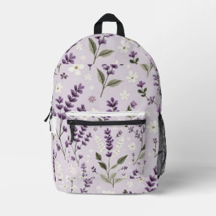 Sac À Dos Imprimé Lavande Whispers - Motif botanique brodé