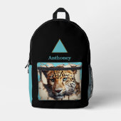 Sac À Dos Imprimé Léopard 3D Moderne Nom personnalisable (Recto)