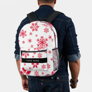 Sac À Dos Imprimé Les flocons rouges, Votre nom, Personnalisez