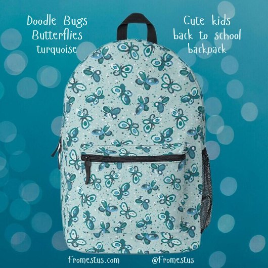 Sac À Dos Imprimé Les papillons Doodle - turquoise - motif.