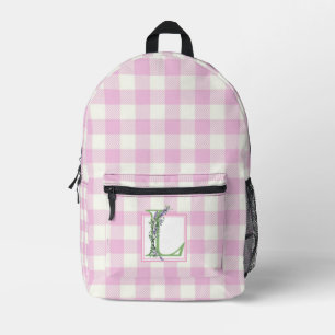 Sac À Dos Imprimé Lettre L monogramme élégant à carreaux rose et bla