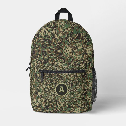 Sac À Dos Imprimé LETTRE PERSONNALISÉE VERTE Camouflage tendance (Recto)