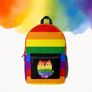Sac À Dos Imprimé LGBT Cute Chat Monogram Rainbow Pride