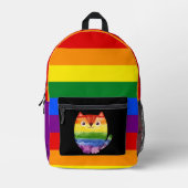 Sac À Dos Imprimé LGBT Cute Chat Monogram Rainbow Pride (Recto)