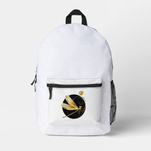 Sac À Dos Imprimé libellule d'or en cercle noir