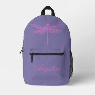 Sac À Dos Imprimé Libellule personnalisée de fantaisie rose et viole