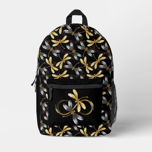 Sac À Dos Imprimé Libellules dorées infinies (Recto)